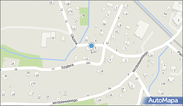 Tuchów, Szafera Władysława, prof., 9, mapa Tuchów