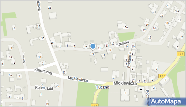 Tuczno, Szkolna, 6, mapa Tuczno