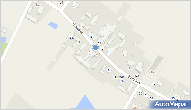 Turew, Szkolna, 22, mapa Turew