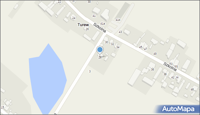 Turew, Szkolna, 28, mapa Turew