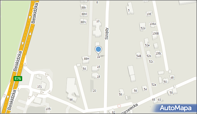 Tychy, Szojdy Karola, ks., 14, mapa Tychów