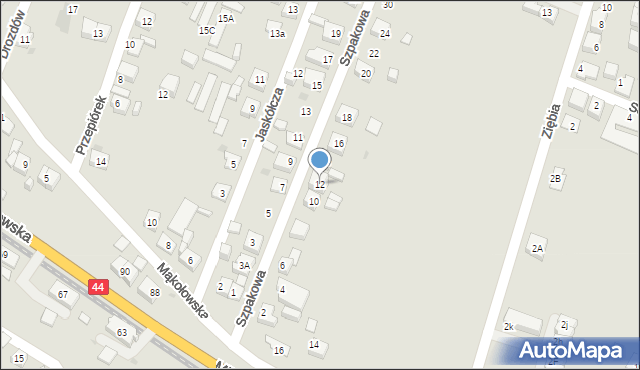 Tychy, Szpakowa, 12, mapa Tychów