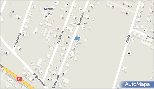 Tychy, Szpakowa, 16, mapa Tychów