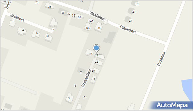 Tyniec Mały, Szczęśliwa, 14, mapa Tyniec Mały