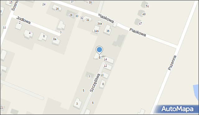 Tyniec Mały, Szczęśliwa, 9, mapa Tyniec Mały