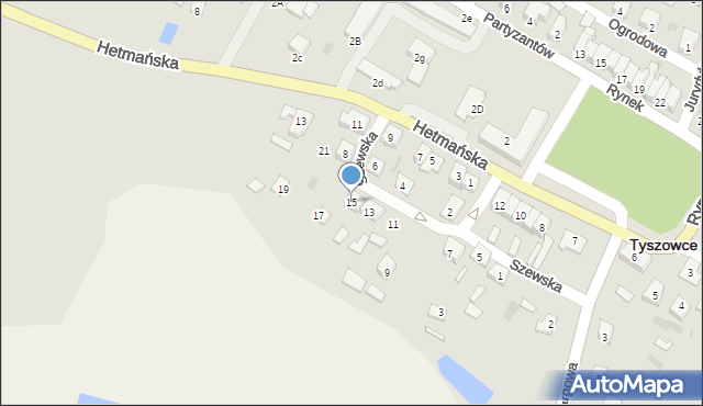 Tyszowce, Szewska, 15, mapa Tyszowce