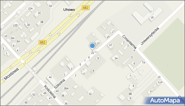 Uhowo, Szkolna, 11, mapa Uhowo