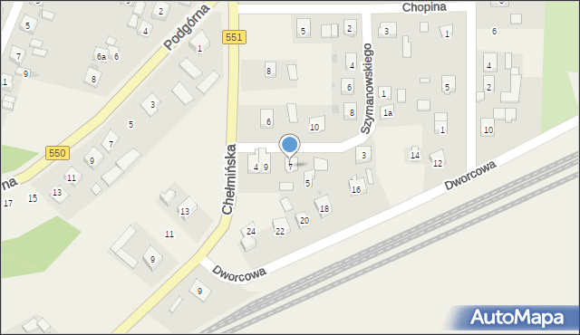 Unisław, Szymanowskiego, 7, mapa Unisław