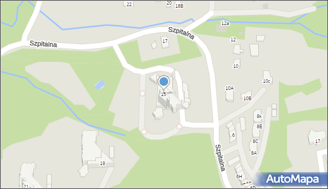 Ustroń, Szpitalna, 15, mapa Ustroń