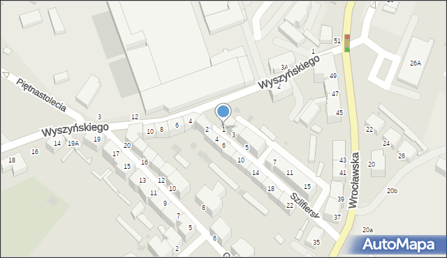 Wałbrzych, Szlifierska, 1, mapa Wałbrzycha