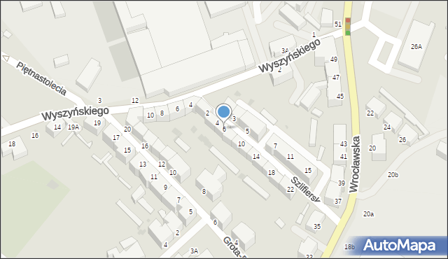 Wałbrzych, Szlifierska, 6, mapa Wałbrzycha