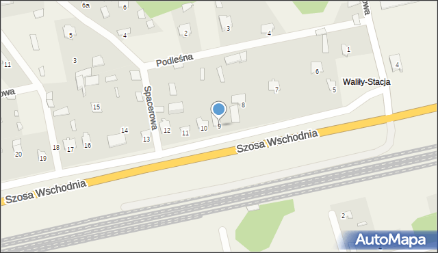 Waliły-Stacja, Szosa Wschodnia, 9, mapa Waliły-Stacja