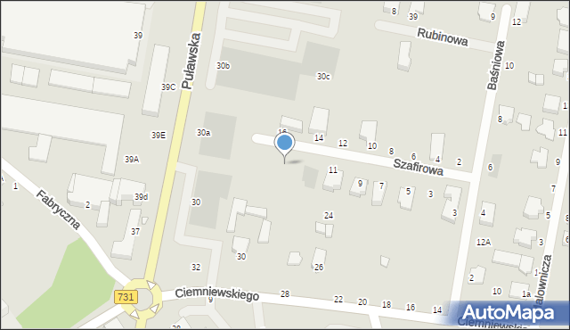 Warka, Szafirowa, 15, mapa Warka