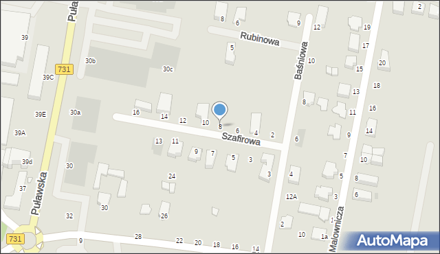 Warka, Szafirowa, 8, mapa Warka