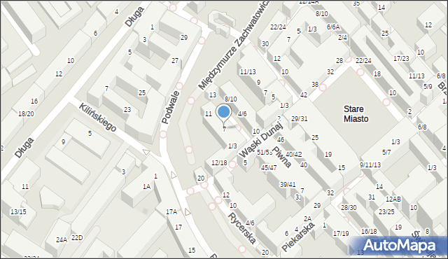 Warszawa, Szeroki Dunaj, 7, mapa Warszawy