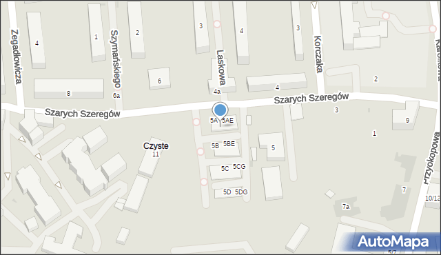 Warszawa, Szarych Szeregów, 5AP, mapa Warszawy