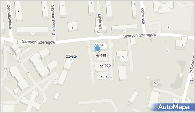 Warszawa, Szarych Szeregów, 5B, mapa Warszawy