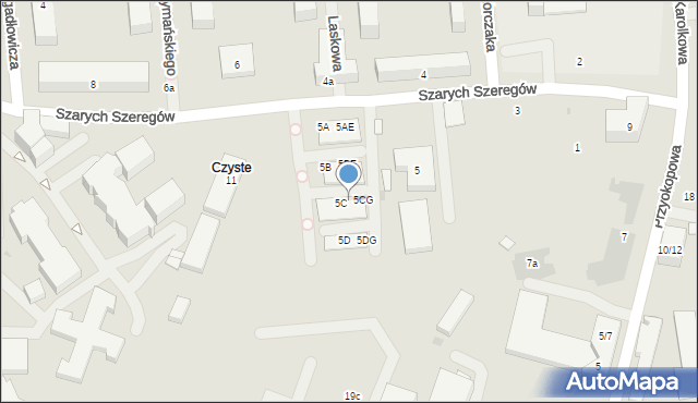 Warszawa, Szarych Szeregów, 5CE, mapa Warszawy