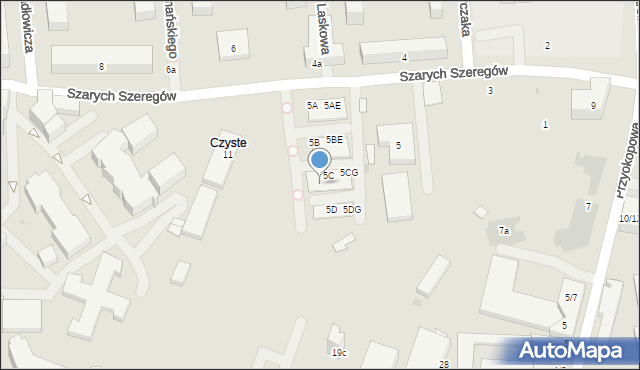 Warszawa, Szarych Szeregów, 5CS, mapa Warszawy