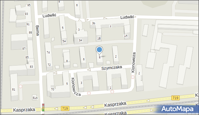 Warszawa, Szymczaka Jana, 4, mapa Warszawy