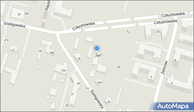 Warszawa, Szeligowska, 26B, mapa Warszawy