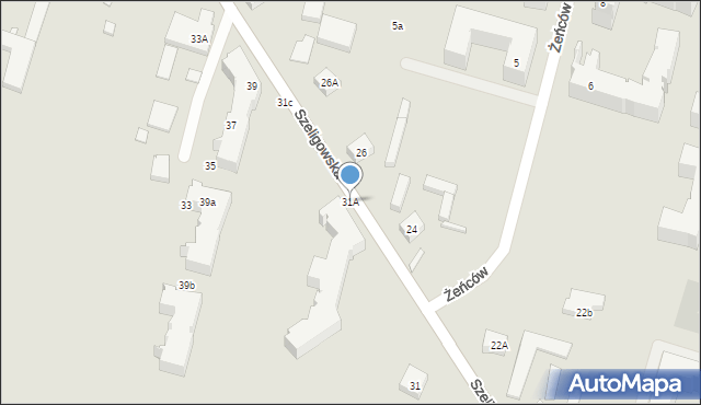 Warszawa, Szeligowska, 31A, mapa Warszawy