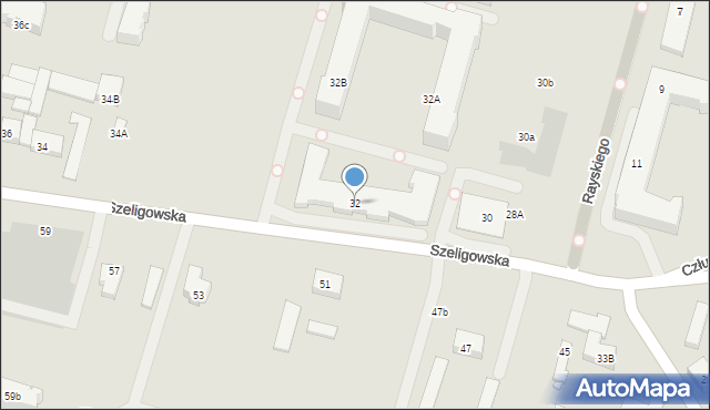 Warszawa, Szeligowska, 32, mapa Warszawy