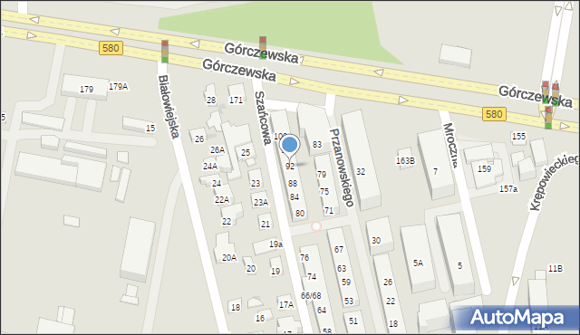 Warszawa, Szańcowa, 92, mapa Warszawy