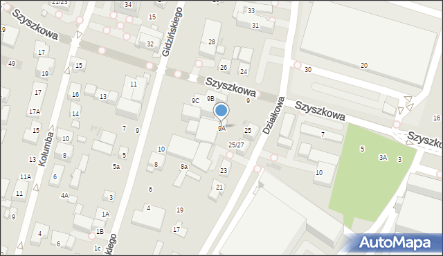Warszawa, Szyszkowa, 9A, mapa Warszawy