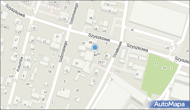 Warszawa, Szyszkowa, 9A, mapa Warszawy