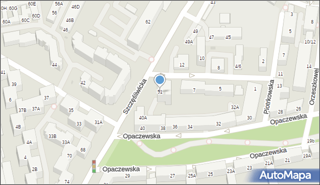 Warszawa, Szczęśliwicka, 51, mapa Warszawy