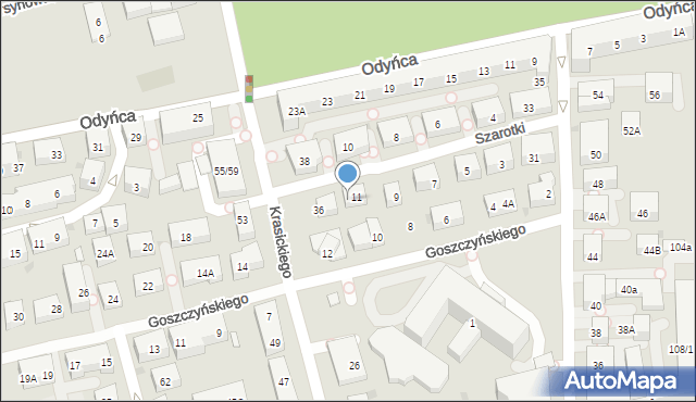 Warszawa, Szarotki, 11A, mapa Warszawy