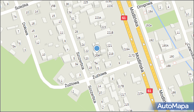 Warszawa, Szczerbca, 20A, mapa Warszawy