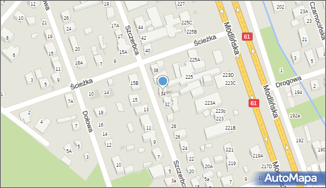 Warszawa, Szczerbca, 34, mapa Warszawy