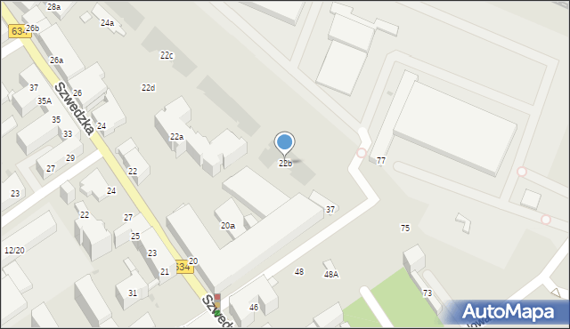 Warszawa, Szwedzka, 22b, mapa Warszawy