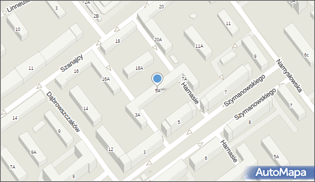 Warszawa, Szymanowskiego Karola, 5A, mapa Warszawy