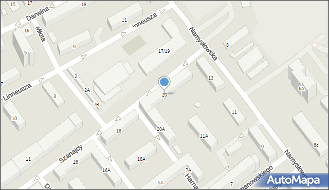 Warszawa, Szanajcy Józefa, 20, mapa Warszawy