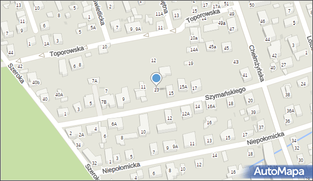 Warszawa, Szymańskiego Józefa, 13, mapa Warszawy