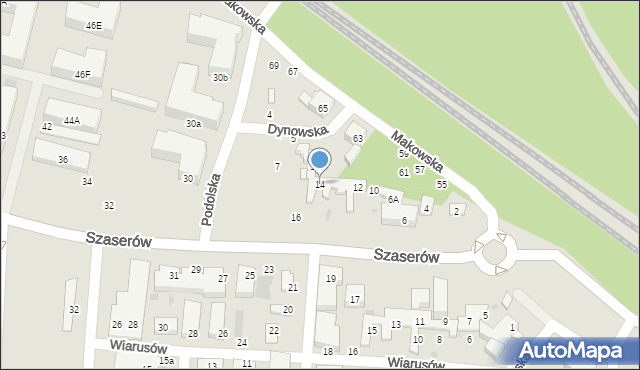 Warszawa, Szaserów, 14, mapa Warszawy