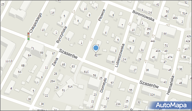 Warszawa, Szaserów, 62, mapa Warszawy