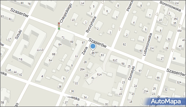 Warszawa, Szaserów, 65, mapa Warszawy
