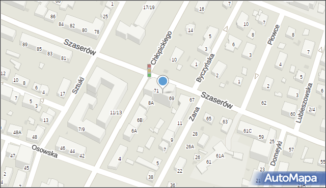Warszawa, Szaserów, 69/71, mapa Warszawy