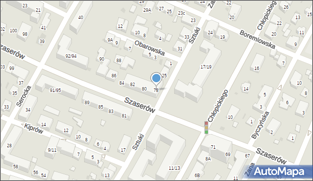Warszawa, Szaserów, 78, mapa Warszawy