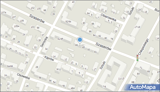 Warszawa, Szaserów, 87, mapa Warszawy