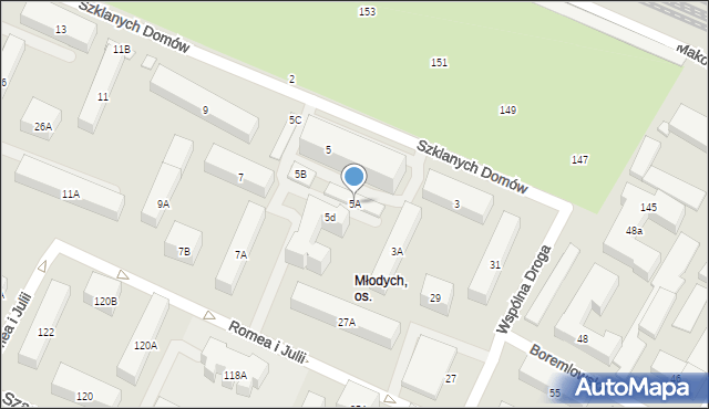 Warszawa, Szklanych Domów, 5A, mapa Warszawy