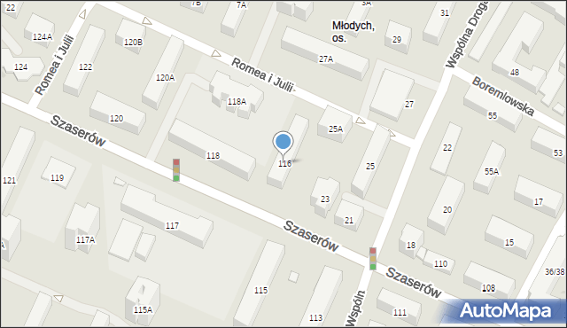 Warszawa, Szaserów, 116, mapa Warszawy