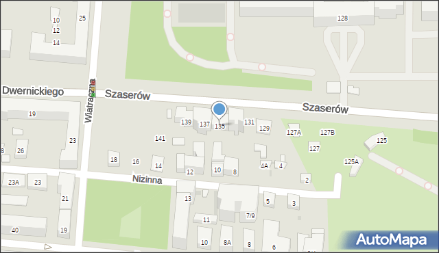 Warszawa, Szaserów, 135, mapa Warszawy
