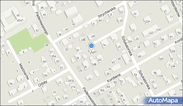 Warszawa, Sztukatorska, 17b, mapa Warszawy