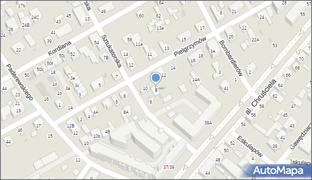 Warszawa, Sztukatorska, 8, mapa Warszawy