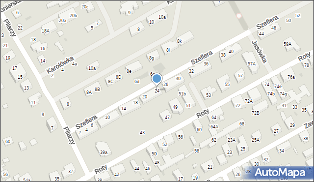 Warszawa, Szeflera-Włada Władysława, 24, mapa Warszawy